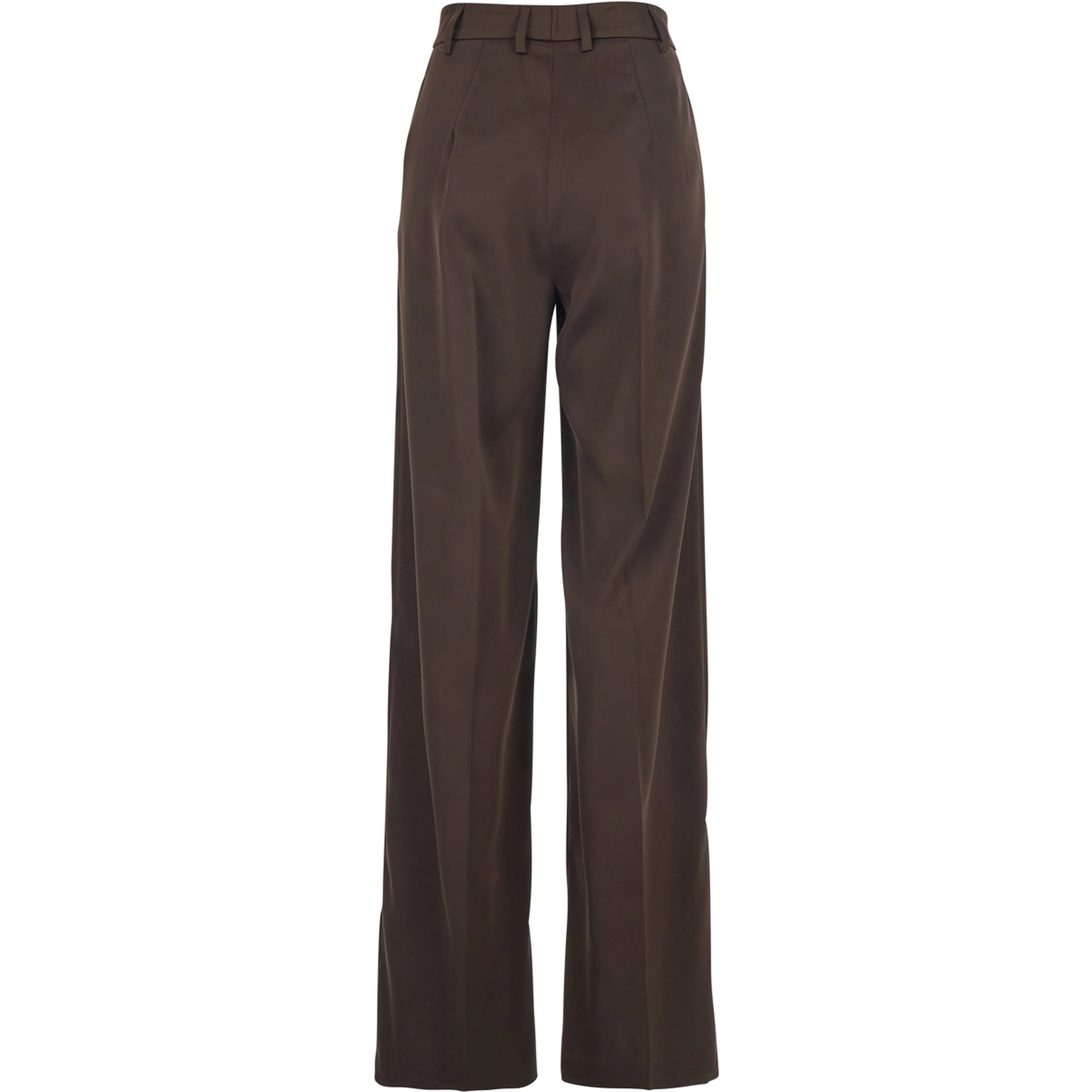 Brown Tailored Trousers with Pleats on the Front in Satin Woman
