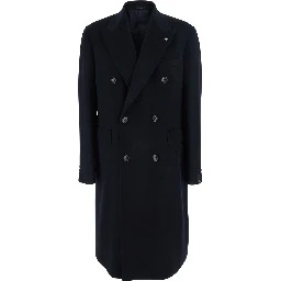 Londra Blue Oversized Double-Breasted Coat in Wool Blend Man
