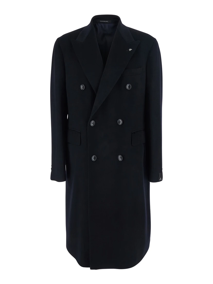 Londra Blue Oversized Double-Breasted Coat in Wool Blend Man