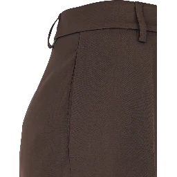 Brown Tailored Trousers with Pleats on the Front in Satin Woman