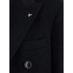 Londra Blue Oversized Double-Breasted Coat in Wool Blend Man