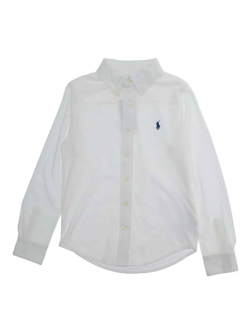 White Shirt with Pony Logo Embroidered on the Front in Cotton Boy