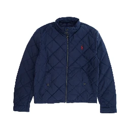 Blue Jacket with Pony Logo on the Front and Quilted Design in Tech Fabric Boy