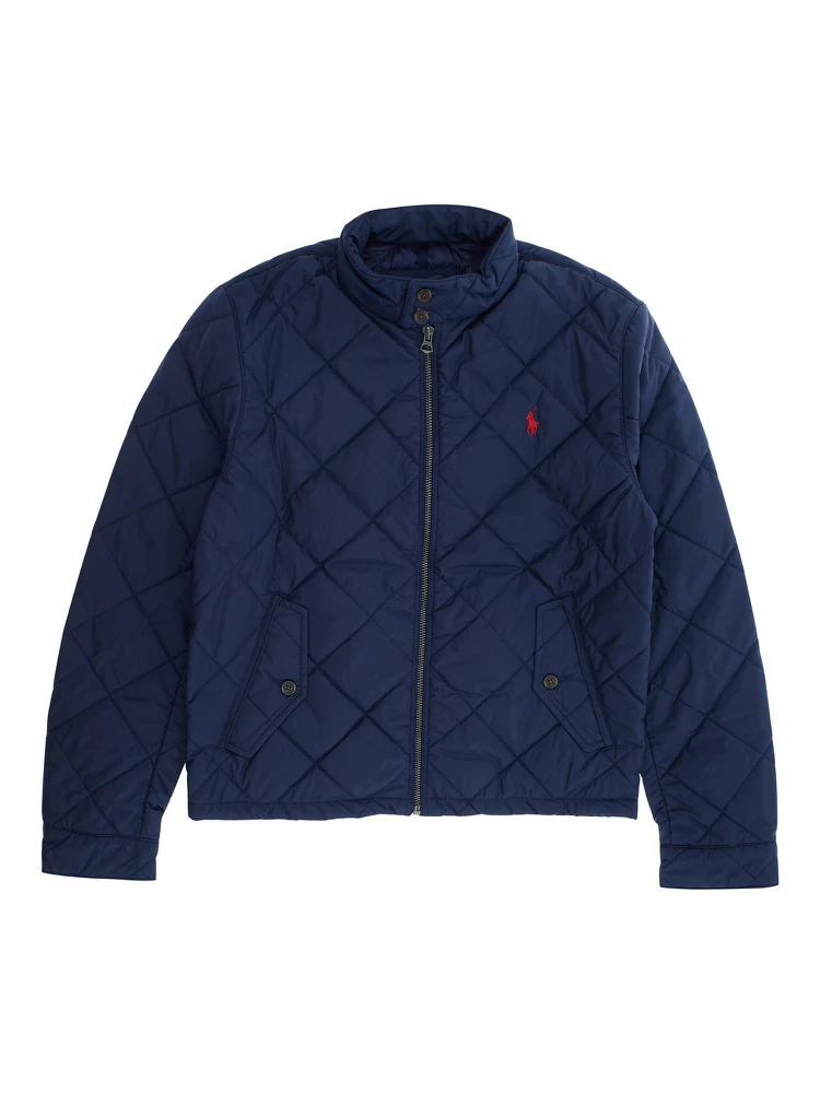 Blue Jacket with Pony Logo on the Front and Quilted Design in Tech Fabric Boy