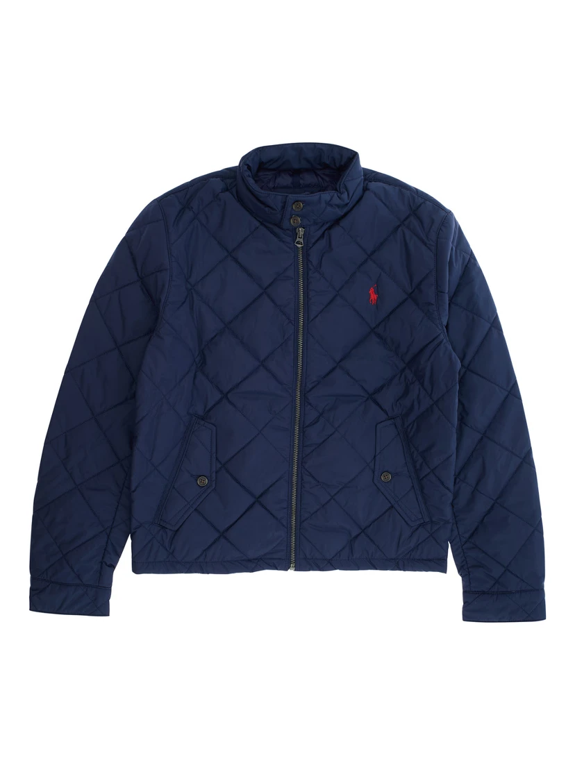 Blue Jacket with Pony Logo on the Front and Quilted Design in Tech Fabric Boy