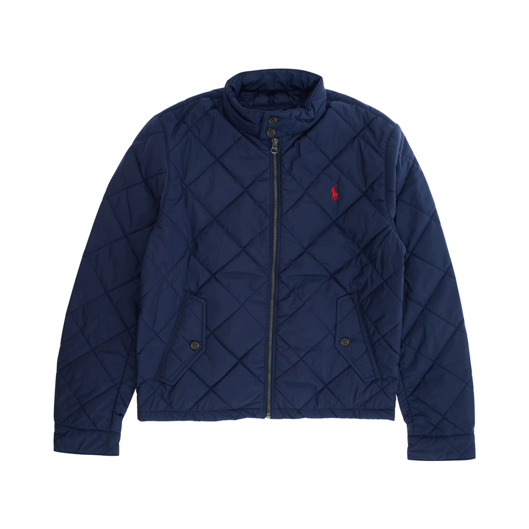 Blue Jacket with Pony Logo on the Front and Quilted Design in Tech Fabric Boy