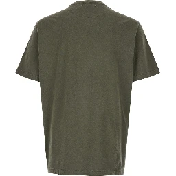 Green Crewneck T-Shirt with Logo on the Front and Logo Patch on the Front in Cotton Man