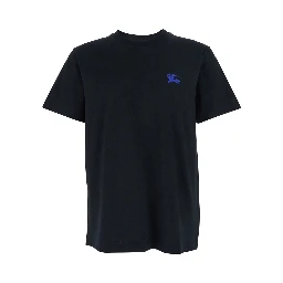 Black T-Shirt with Embroidered Logo on the Chest in Cotton Man