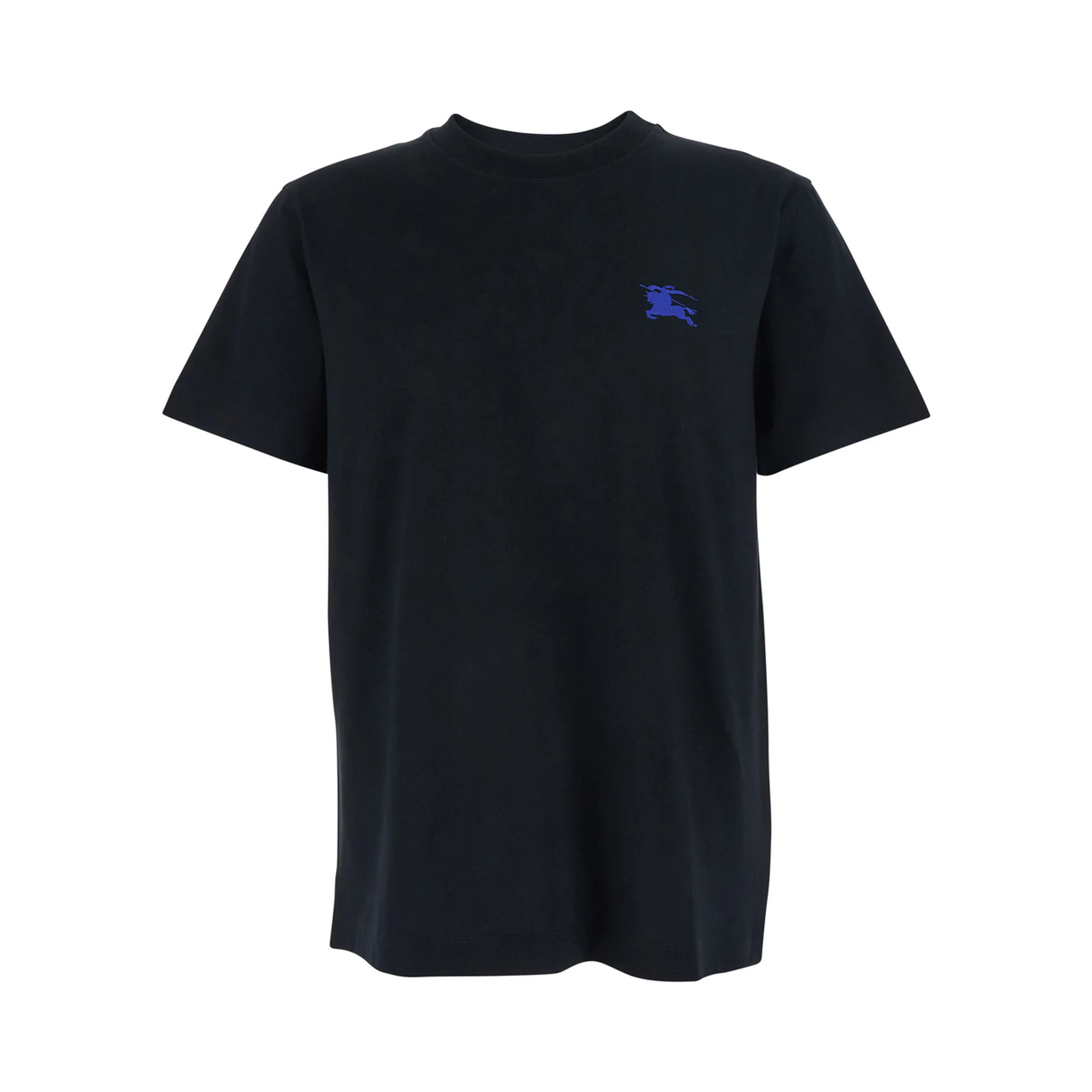 Black T-Shirt with Embroidered Logo on the Chest in Cotton Man