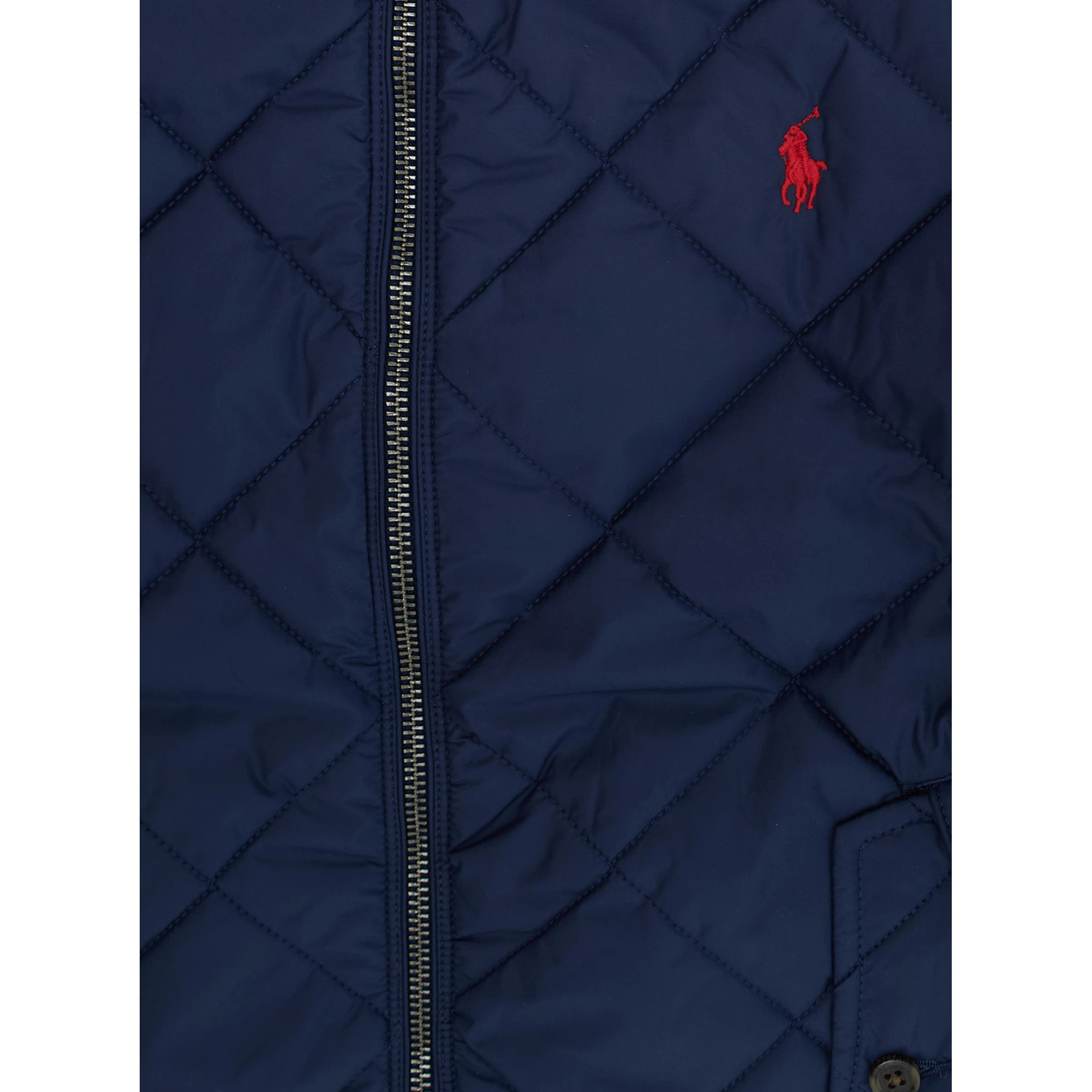 Blue Jacket with Pony Logo on the Front and Quilted Design in Tech Fabric Boy