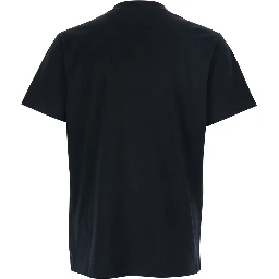Black T-Shirt with Embroidered Logo on the Chest in Cotton Man
