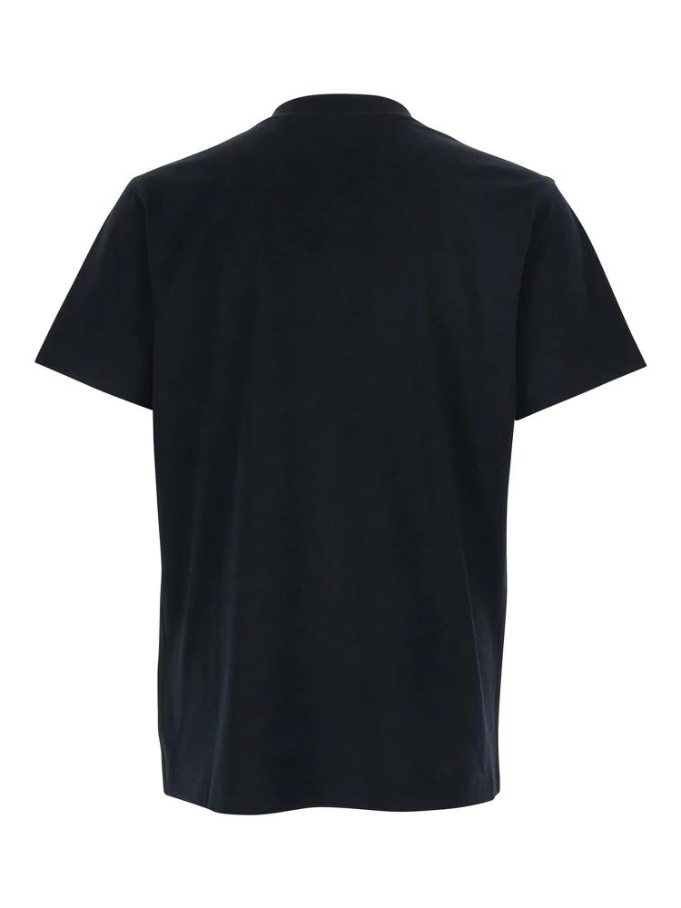 Black T-Shirt with Embroidered Logo on the Chest in Cotton Man alternative