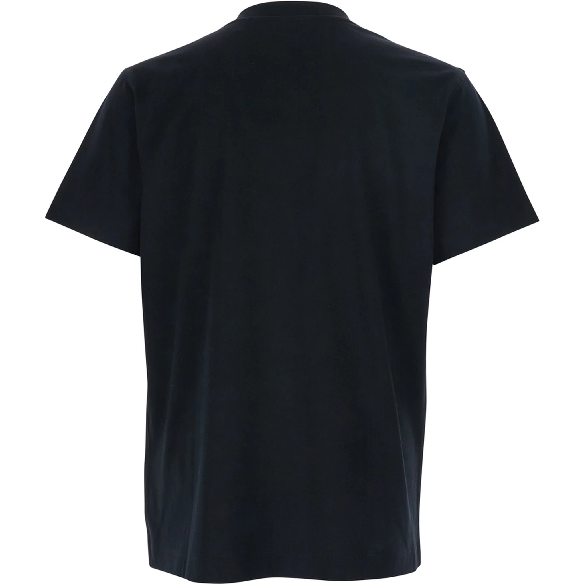 Black T-Shirt with Embroidered Logo on the Chest in Cotton Man