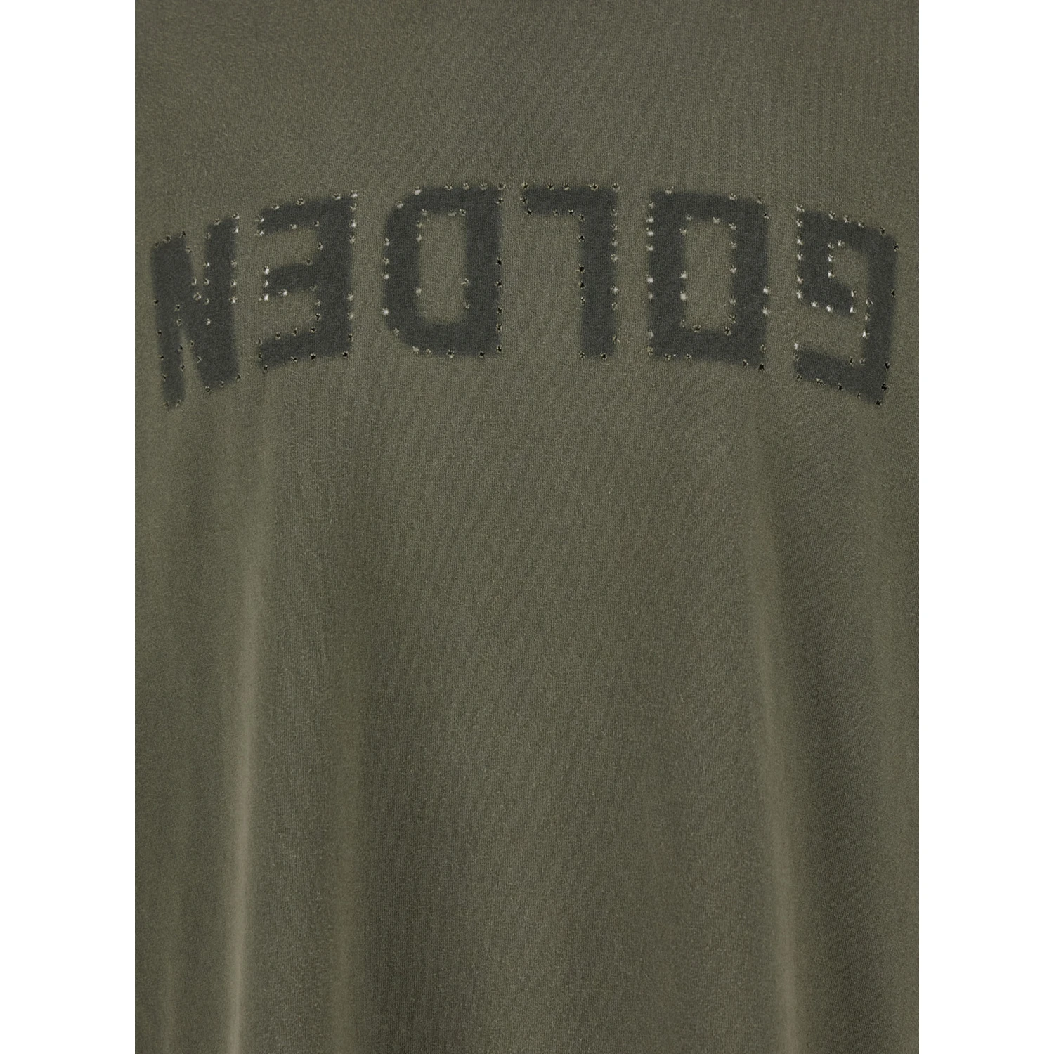 Green Crewneck T-Shirt with Logo on the Front and Logo Patch on the Front in Cotton Man
