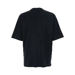 Black T-Shirt with Embroidered Logo on the Chest in Cotton Man