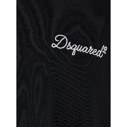 Black T-Shirt with Embroidered Logo on the Chest in Cotton Man