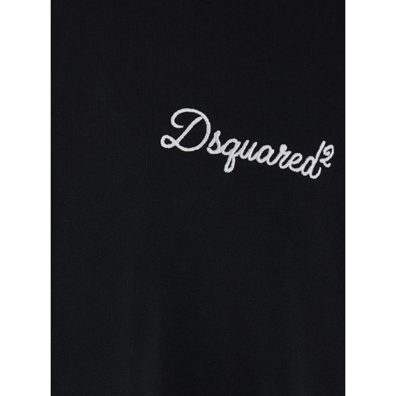 Black T-Shirt with Embroidered Logo on the Chest in Cotton Man