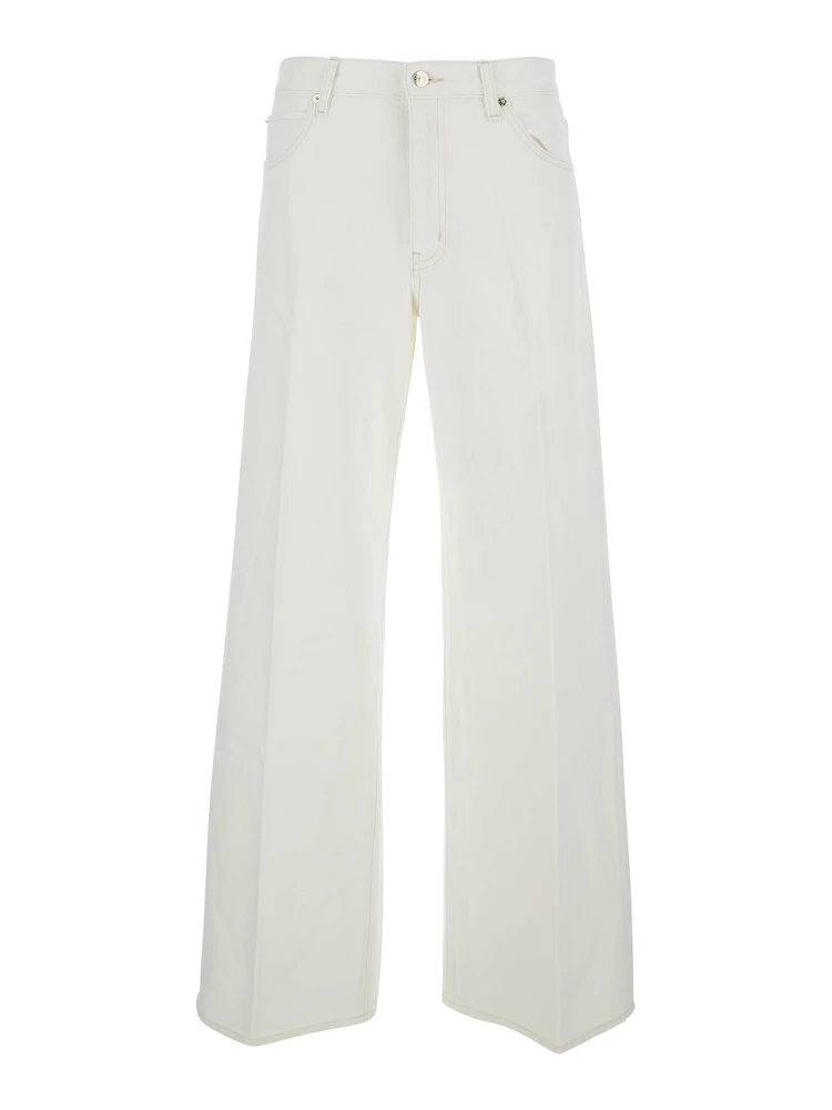 The Stroll White Jeans with Five-Pocket Design in Denim Woman