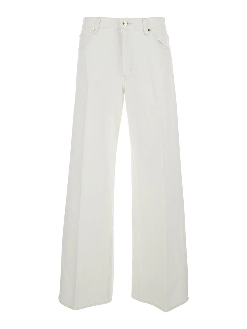The Stroll White Jeans with Five-Pocket Design in Denim Woman