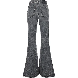 Grey Bootcut Jeans with Back Logo Patch in Denim Woman