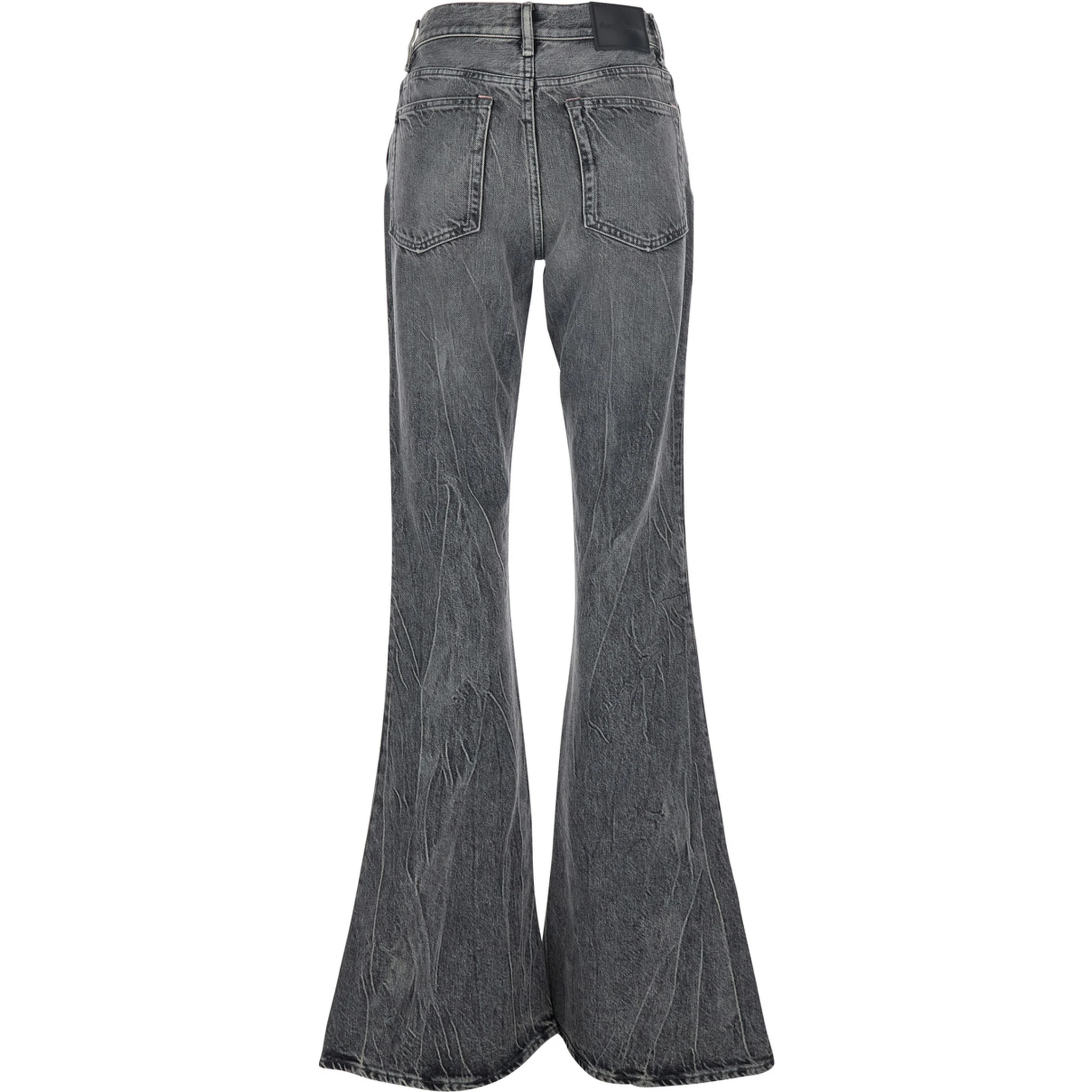 Grey Bootcut Jeans with Back Logo Patch in Denim Woman