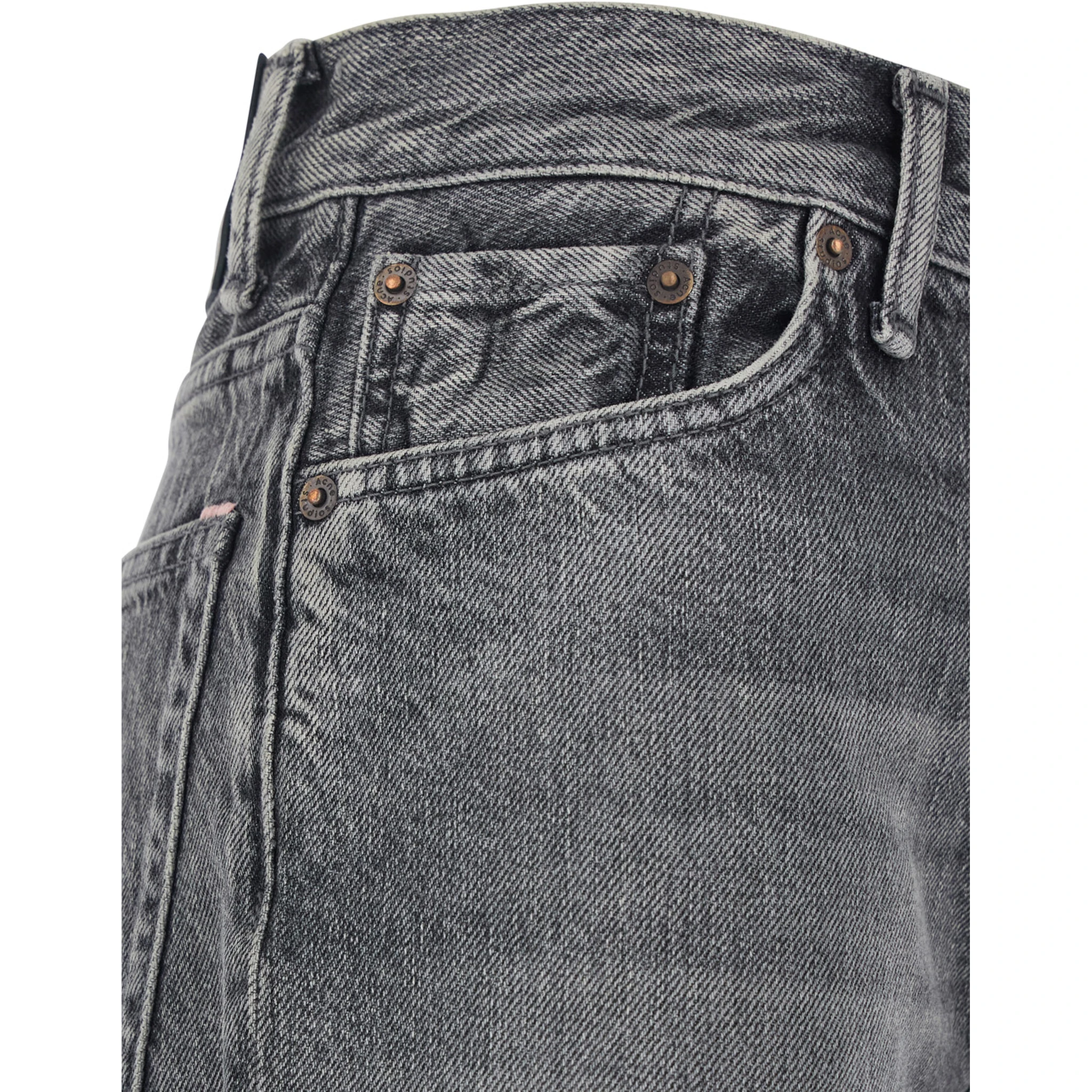 Grey Bootcut Jeans with Back Logo Patch in Denim Woman