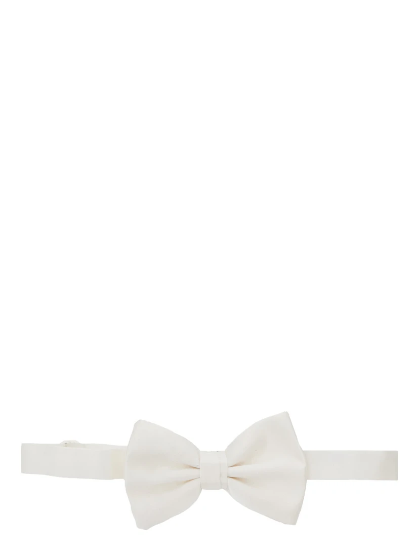 White Bow Tie with Adjustable Closure in Silk Man