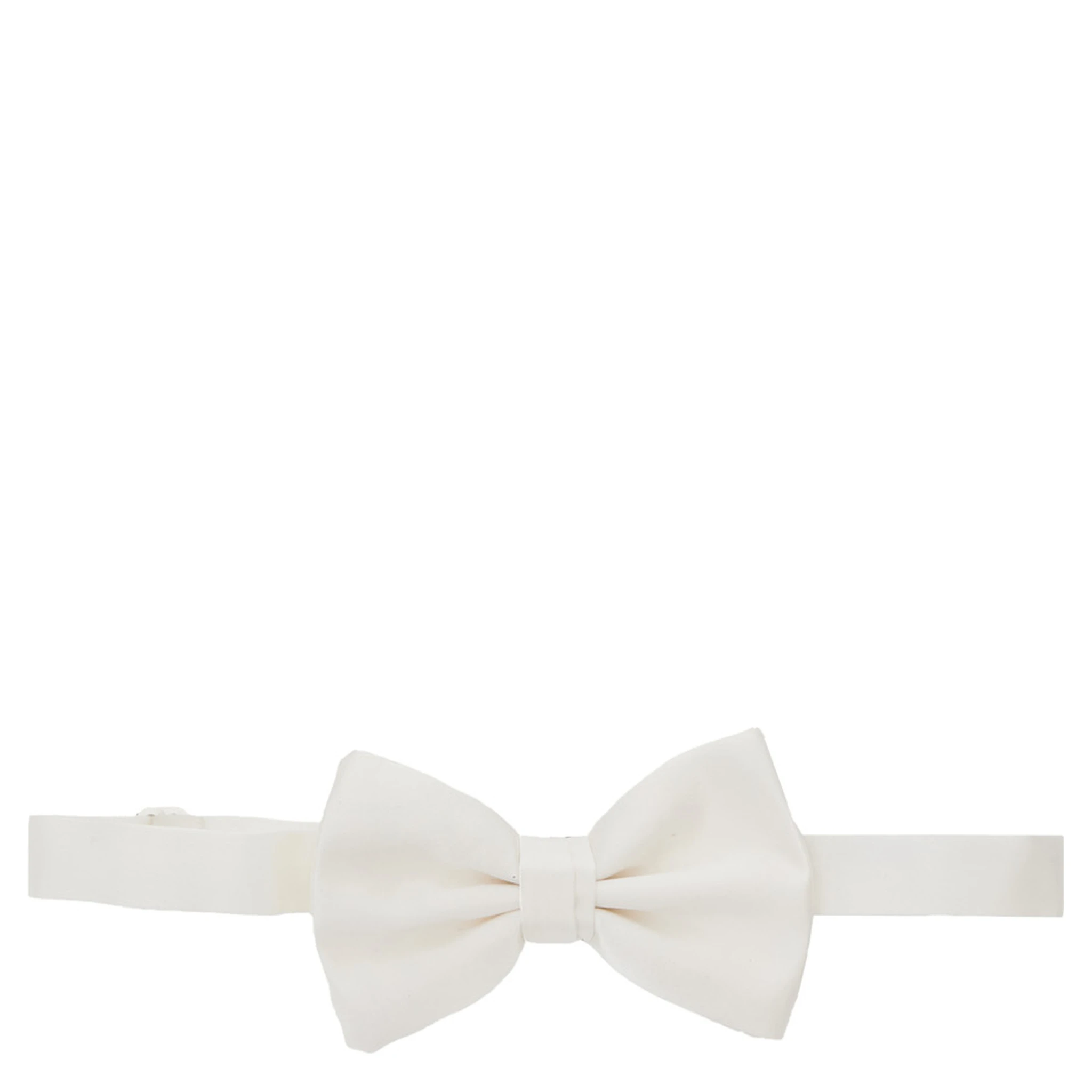 White Bow Tie with Adjustable Closure in Silk Man