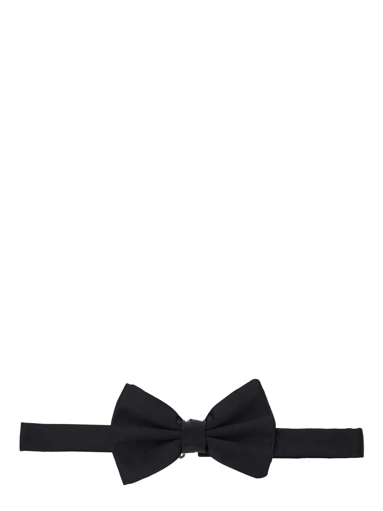 Black Bow Tie with Adjustable Closure in Silk Man
