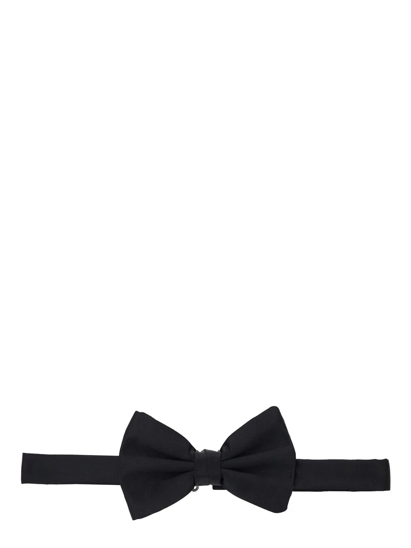 Black Bow Tie with Adjustable Closure in Silk Man