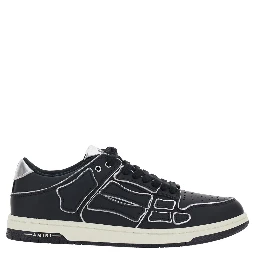 Skel Top Low Black Sneaker with Logo Patch on the Tongue and Contrasting Details on the Side in Leather Man