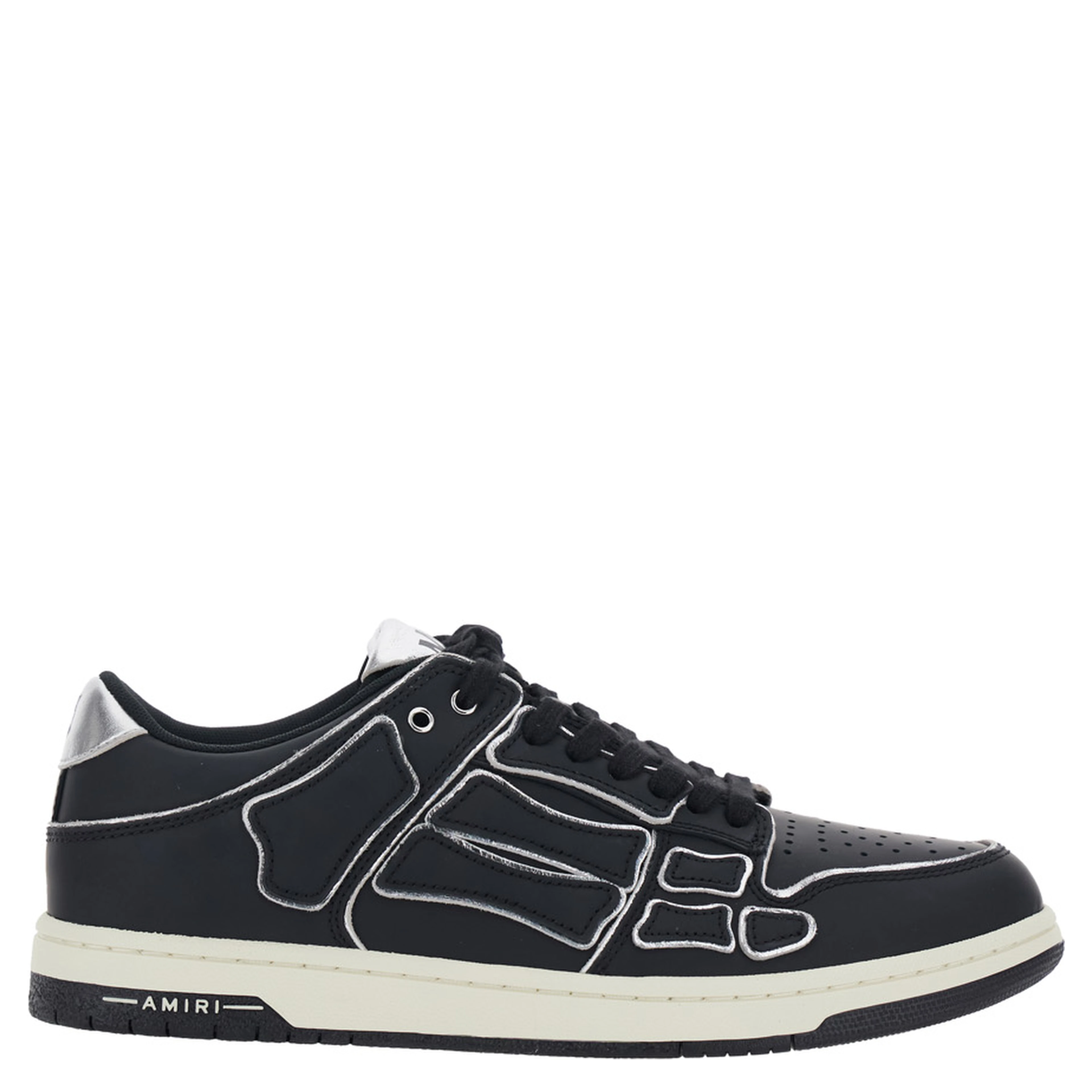 Skel Top Low Black Sneaker with Logo Patch on the Tongue and Contrasting Details on the Side in Leather Man