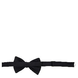 Black Bow Tie with Adjustable Closure in Silk Man