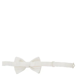White Bow Tie with Adjustable Closure in Silk Man