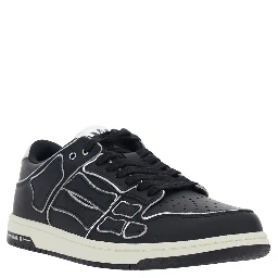 Skel Top Low Black Sneaker with Logo Patch on the Tongue and Contrasting Details on the Side in Leather Man