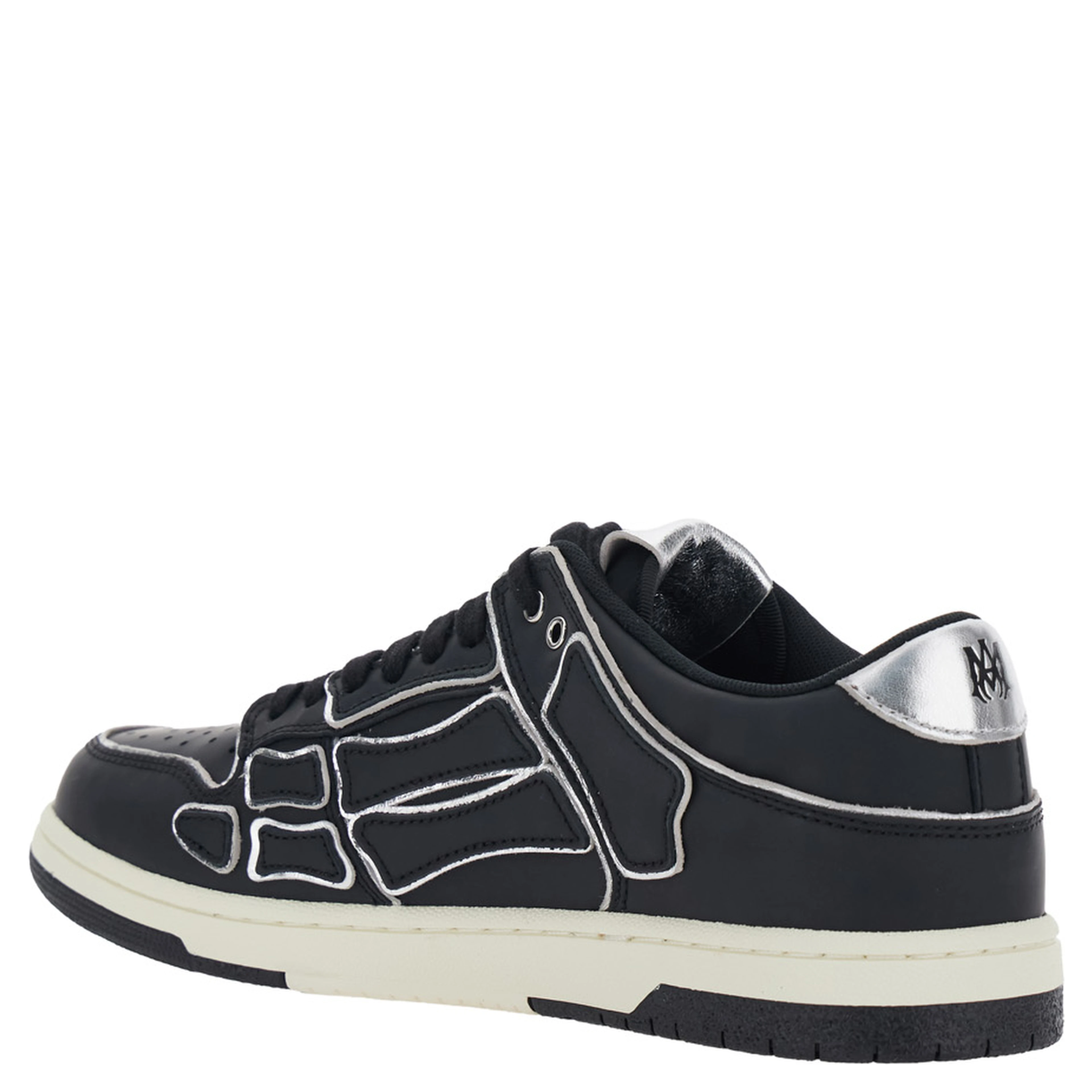 Skel Top Low Black Sneaker with Logo Patch on the Tongue and Contrasting Details on the Side in Leather Man