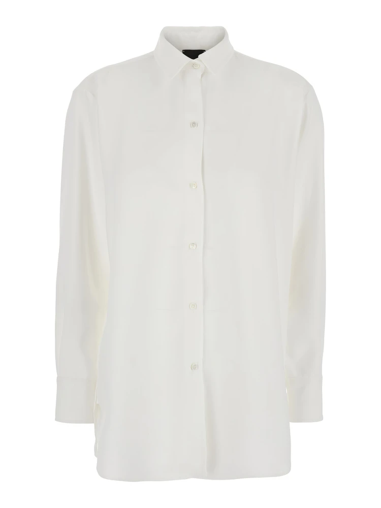 White Shirt with Classic Collar in Tech Fabric Woman