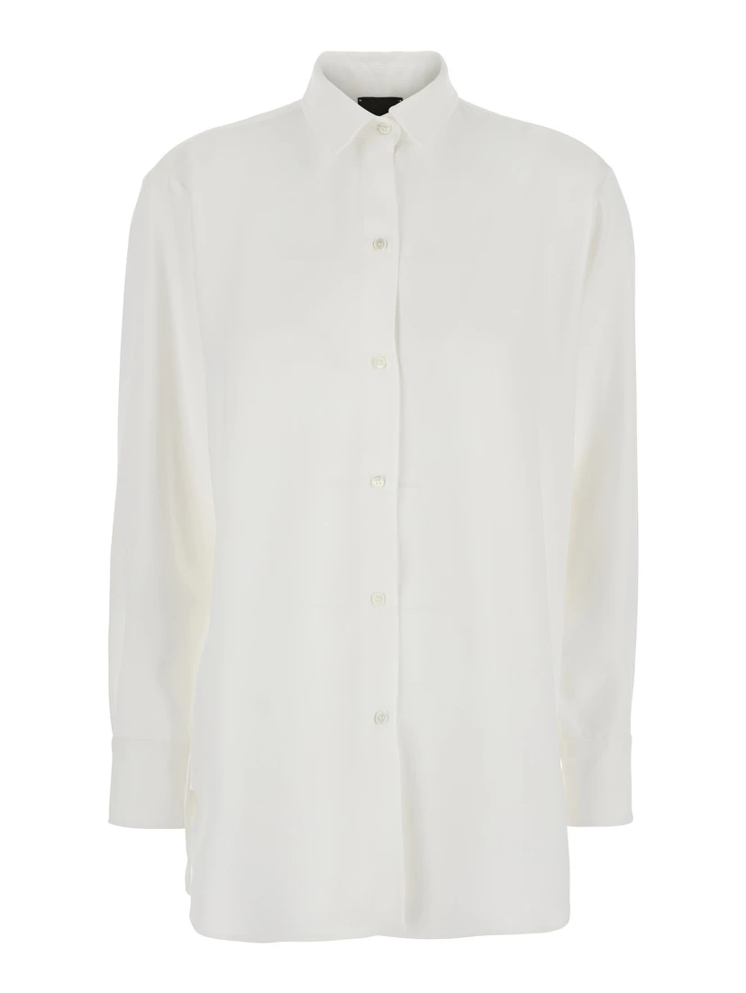 White Shirt with Classic Collar in Tech Fabric Woman