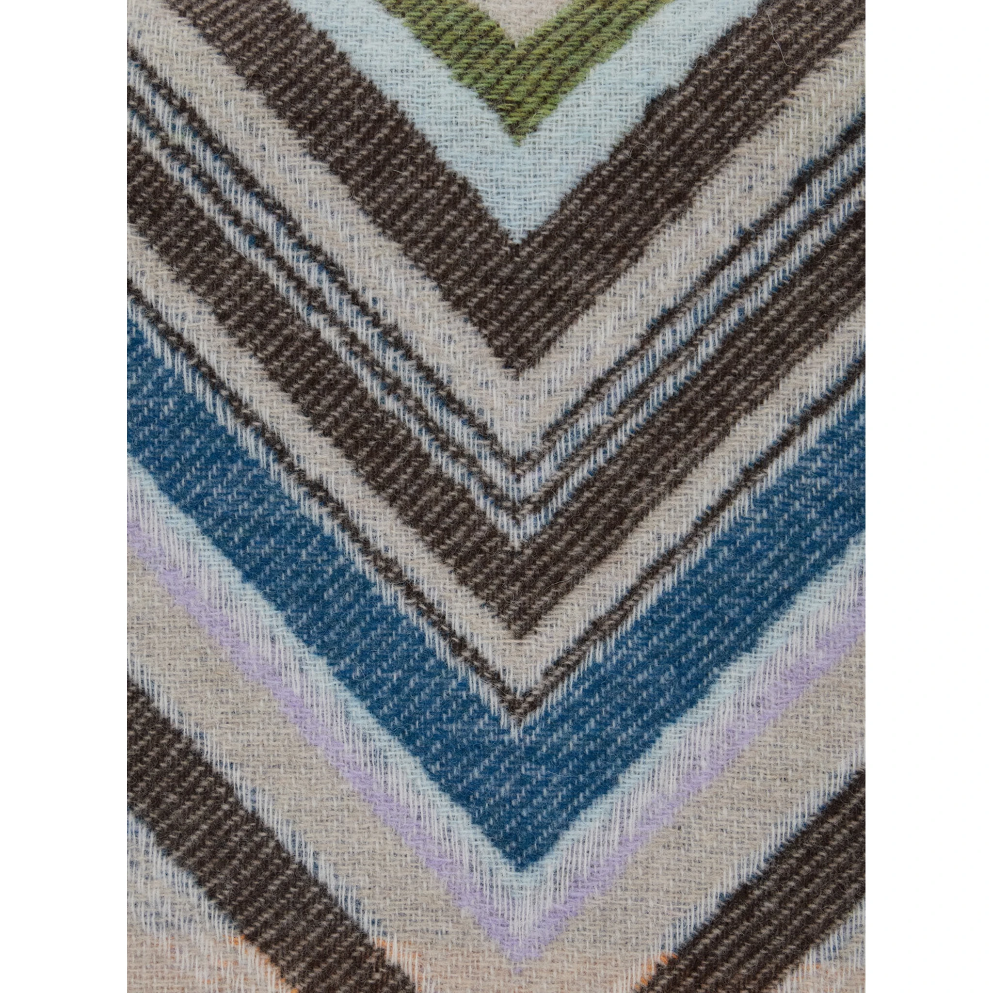 Chevron Multicolor Blanket with ZigZag Motif and Fringed Hem in Wool Blend Home