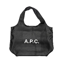 Ninon Black Shoulder Bag with Two Top Handles and Logo Lettering on the Front in Ecoleather Man