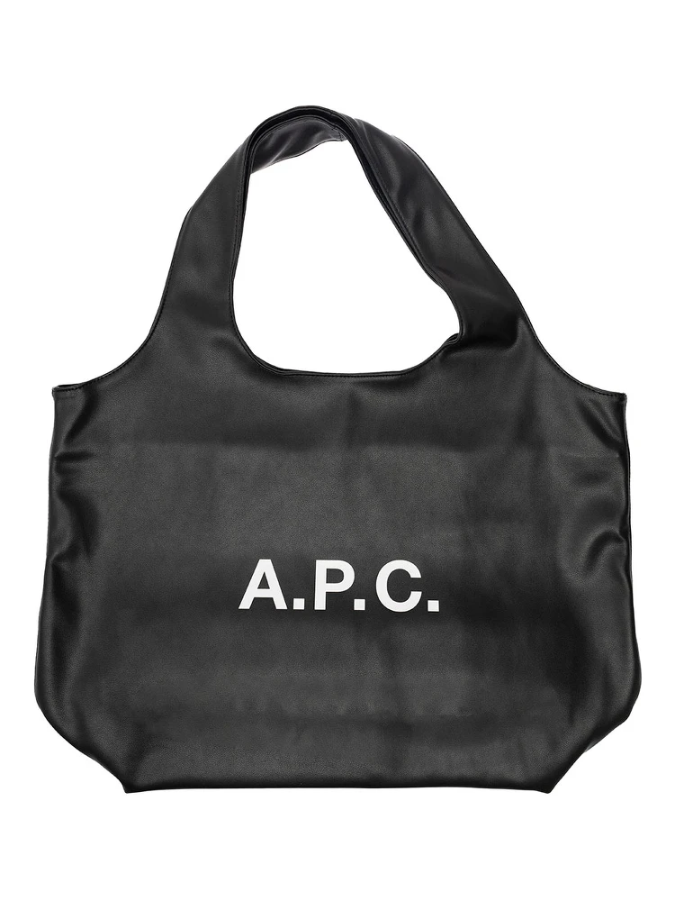 Ninon Black Shoulder Bag with Two Top Handles and Logo Lettering on the Front in Ecoleather Man