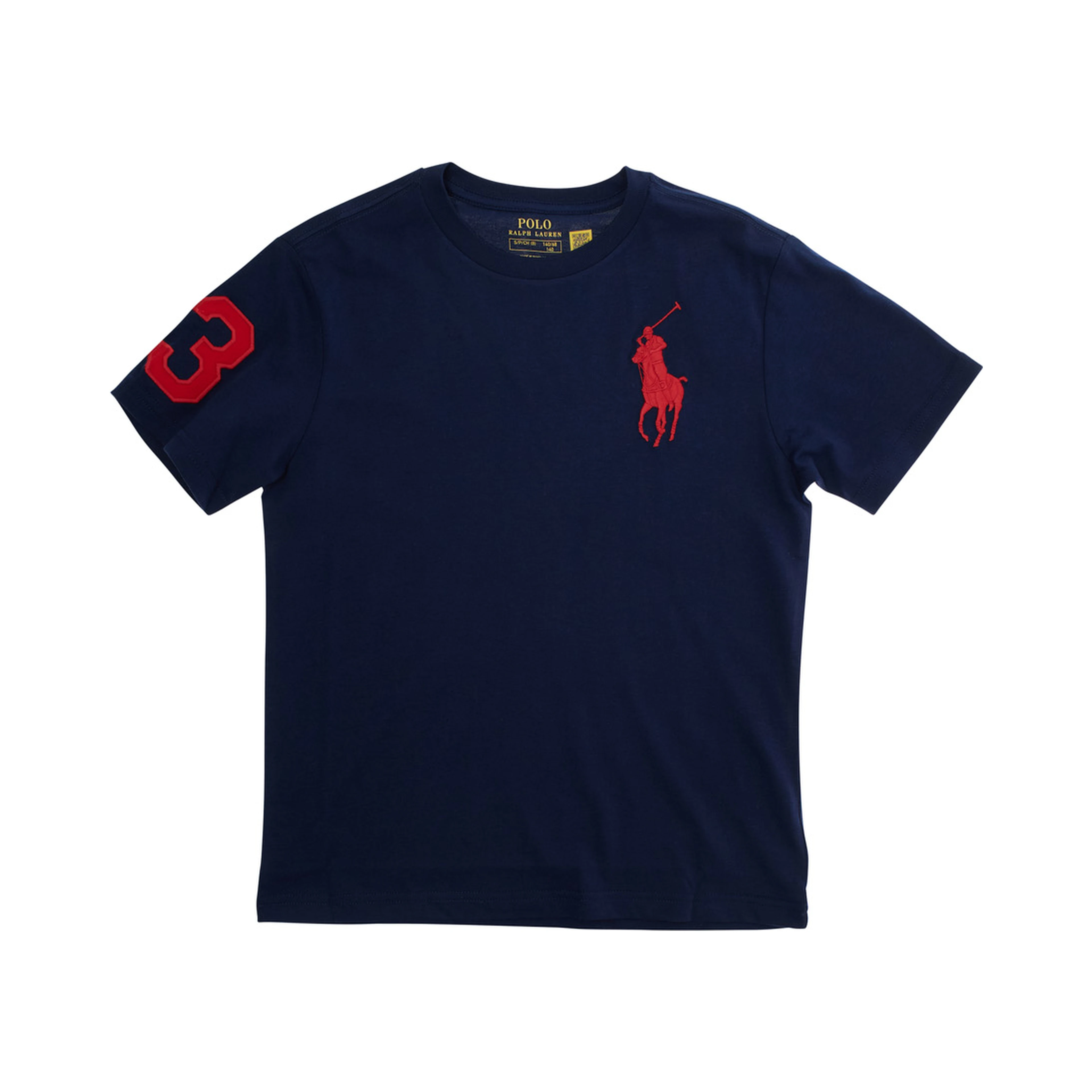 Blue Crewneck T-Shirt with Pony Embroidery on the Front in Cotton Boy
