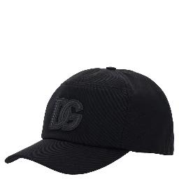 Black Baseball Cap with Logo Patch on the Front in Cotton Man