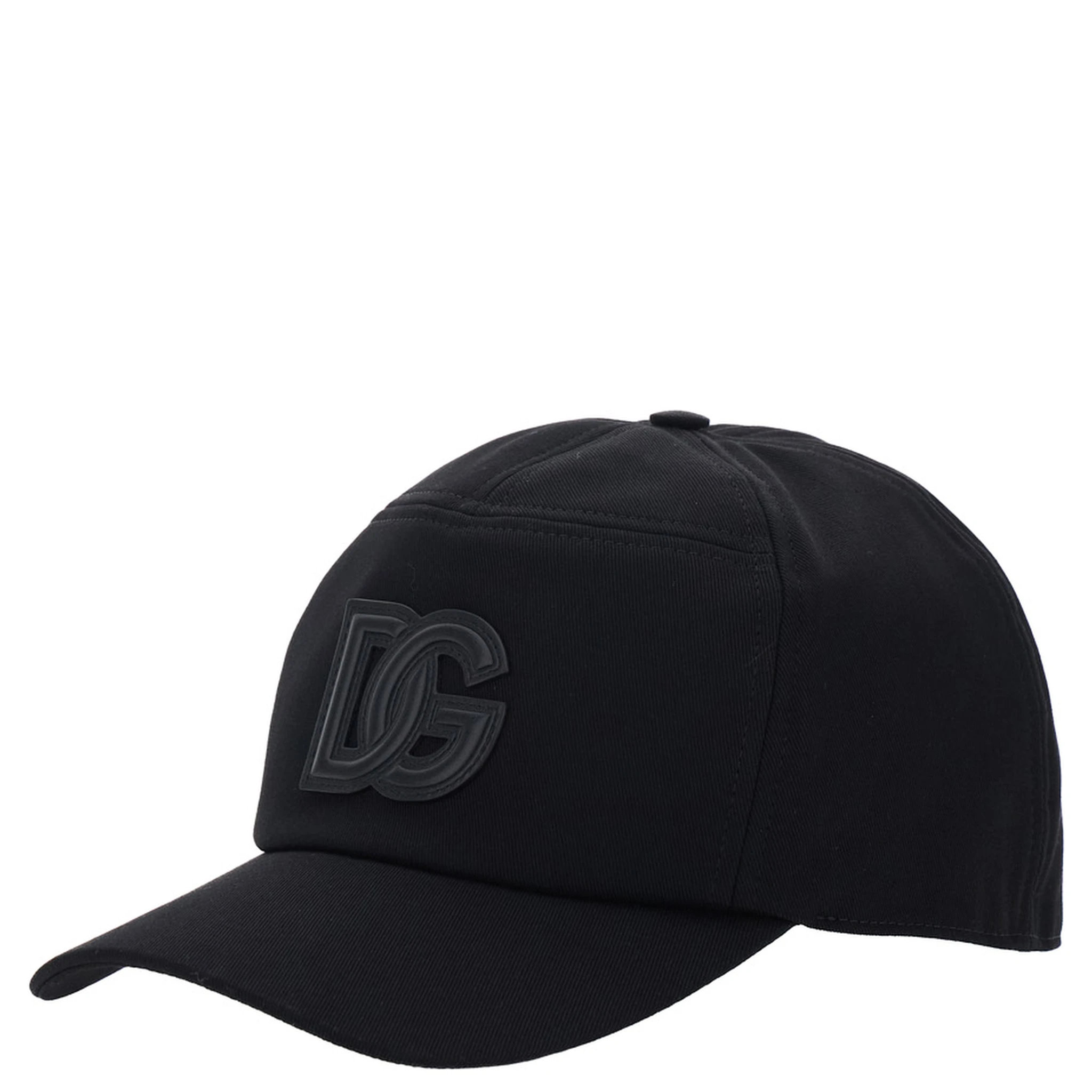 Black Baseball Cap with Logo Patch on the Front in Cotton Man