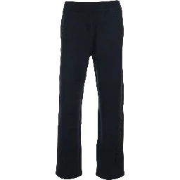 Black Trousers with Elastic Waist and Embroidered Logo on the Back in Cotton Man
