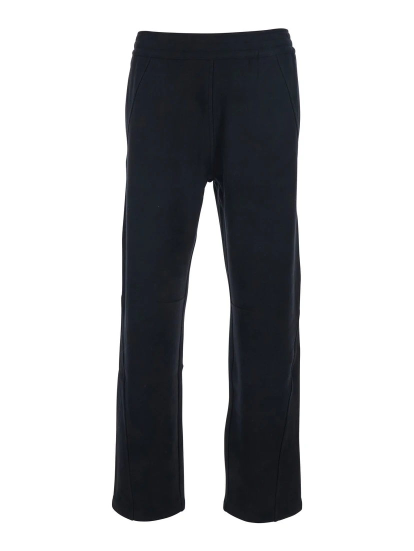 Black Trousers with Elastic Waist and Embroidered Logo on the Back in Cotton Man