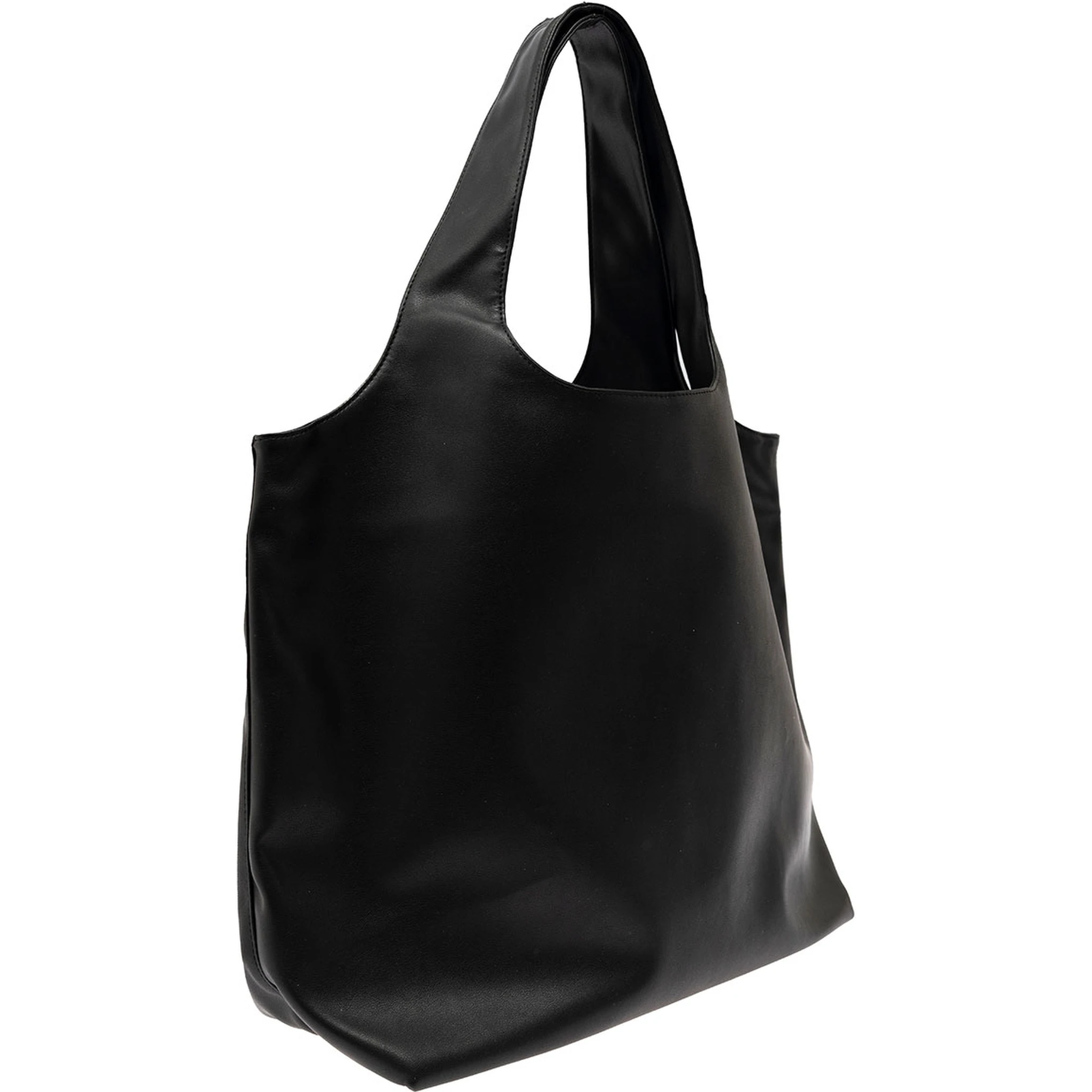 Ninon Black Shoulder Bag with Two Top Handles and Logo Lettering on the Front in Ecoleather Man