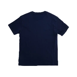 Blue Crewneck T-Shirt with Pony Embroidery on the Front in Cotton Boy