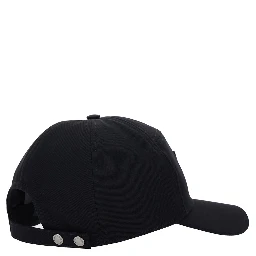 Black Baseball Cap with Logo Patch on the Front in Cotton Man