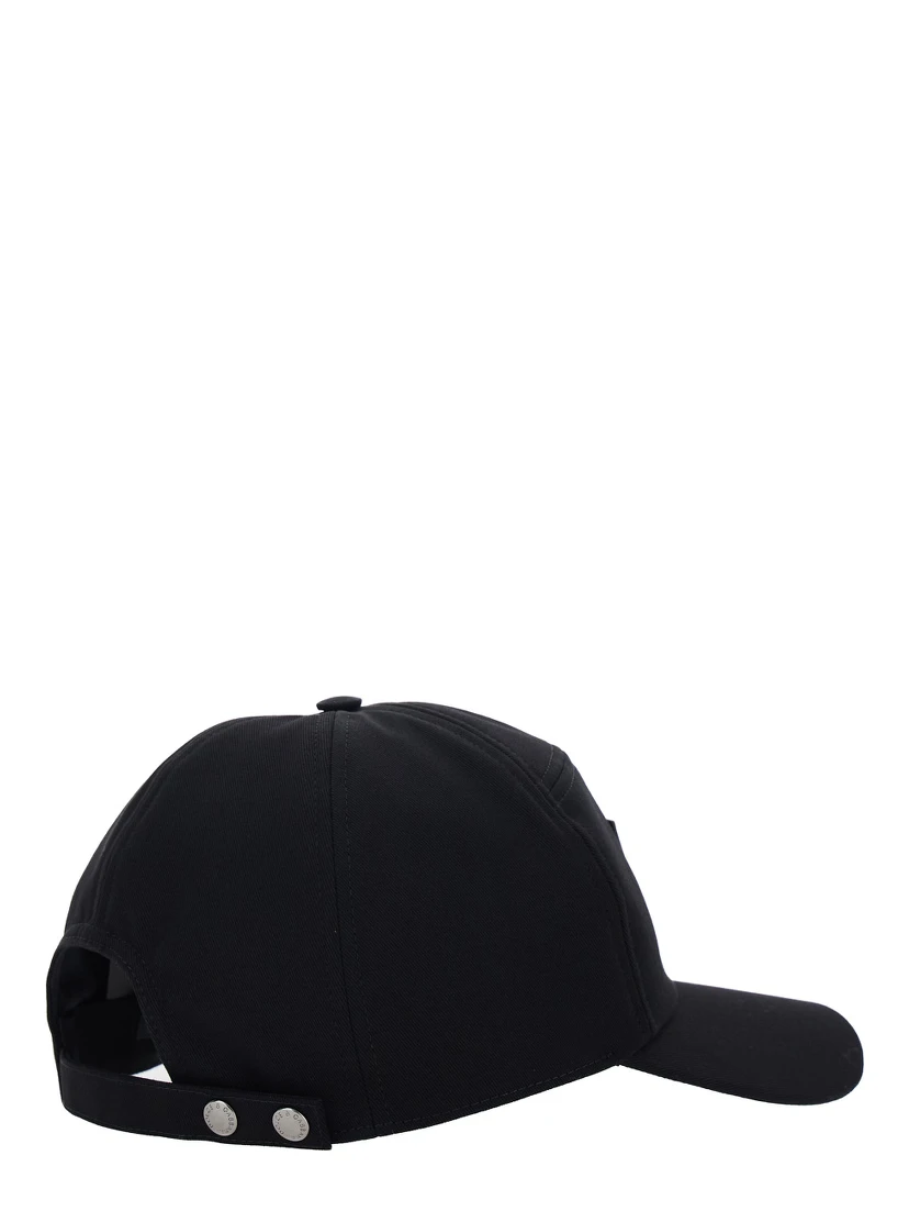 Black Baseball Cap with Logo Patch on the Front in Cotton Man